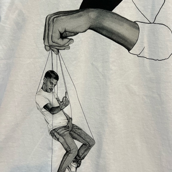 Kid Cudi TShirt CO Virgil Abloh Pulling strings White NEW - Picture 4 of 9